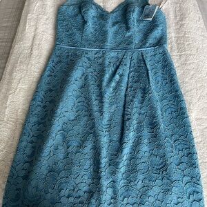 David's Bridal Blue Lace Tank Mini Dress